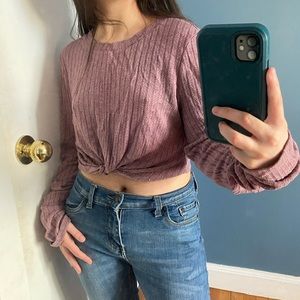 SO pink long sleeve crop top